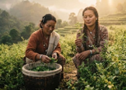 Indigenous women harvesting botanicals according to lunar cycles in Nilgiri hills